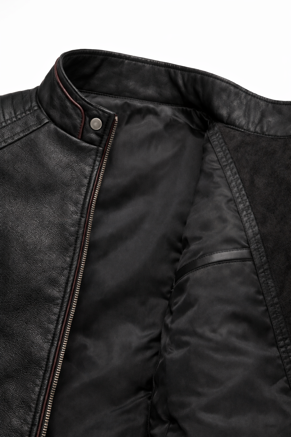 Chaqueta de Piel Ajustada para Hombre - Raven