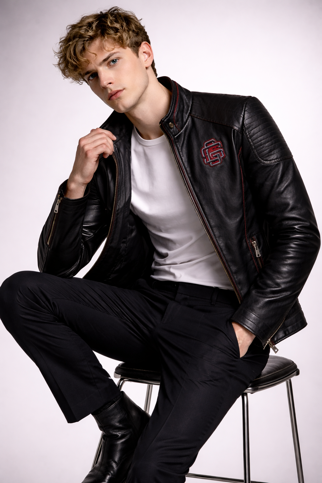 Chaqueta de Piel Ajustada para Hombre - Raven