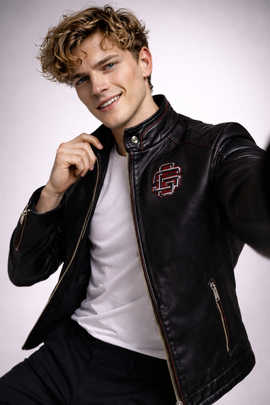 Chaqueta de Piel Ajustada para Hombre - Raven