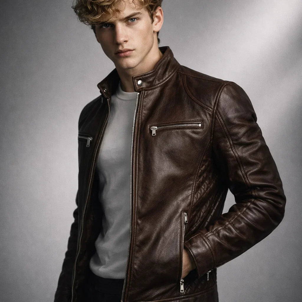 Chaqueta de Piel Ajustada para Hombre - Toppest