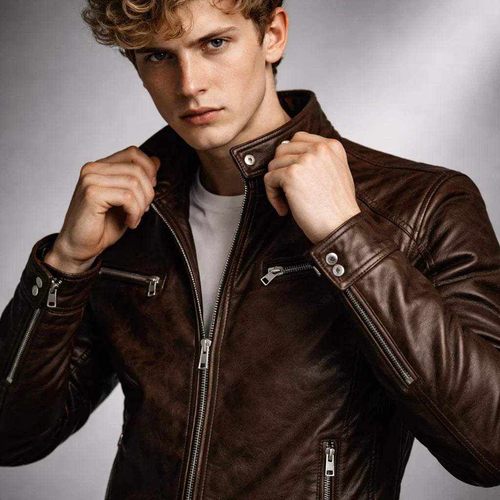 Chaqueta de Piel Ajustada para Hombre - Toppest