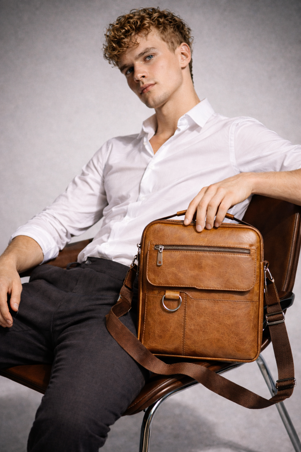Bolso Satchel de Piel para Hombre - Leepus 3 en 1