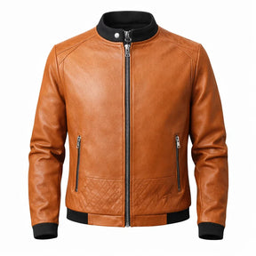 Chaqueta de Piel Bomber Ajustada para Hombre - Donk