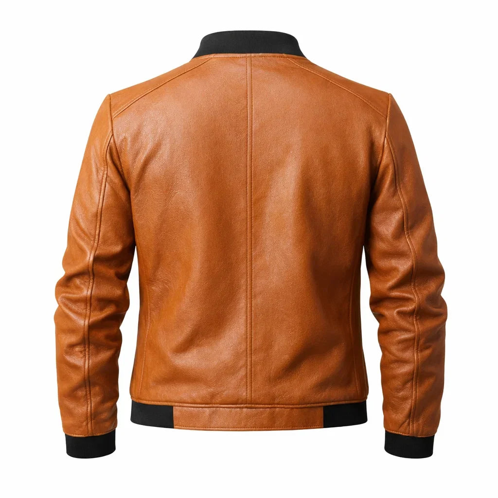 Chaqueta de Piel Bomber Ajustada para Hombre - Donk