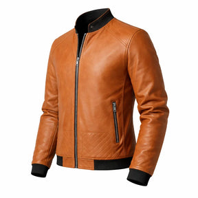 Chaqueta de Piel Bomber Ajustada para Hombre - Donk