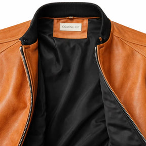 Chaqueta de Piel Bomber Ajustada para Hombre - Donk