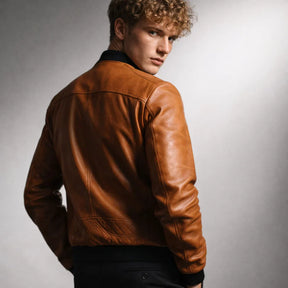 Chaqueta de Piel Bomber Ajustada para Hombre - Donk