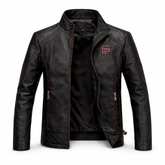 Chaqueta de Piel Ajustada para Hombre - Raven