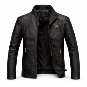 Chaqueta de Piel Ajustada para Hombre - Raven
