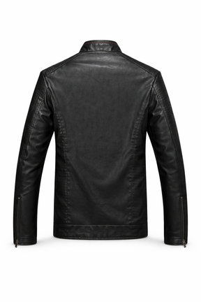 Chaqueta de Piel Ajustada para Hombre - Raven