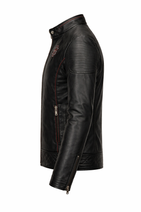 Chaqueta de Piel Ajustada para Hombre - Raven