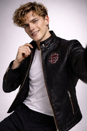 Chaqueta de Piel Ajustada para Hombre - Raven