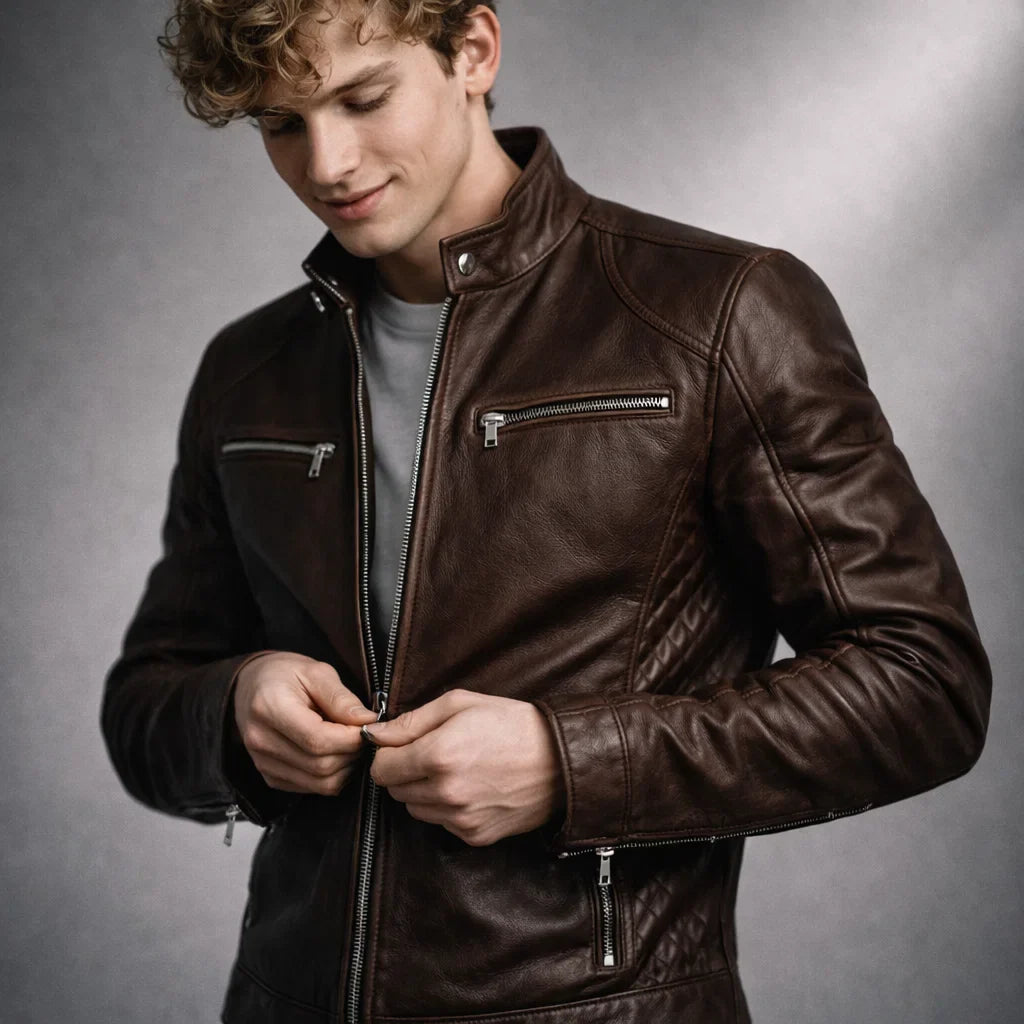 Chaqueta de Piel Ajustada para Hombre - Toppest