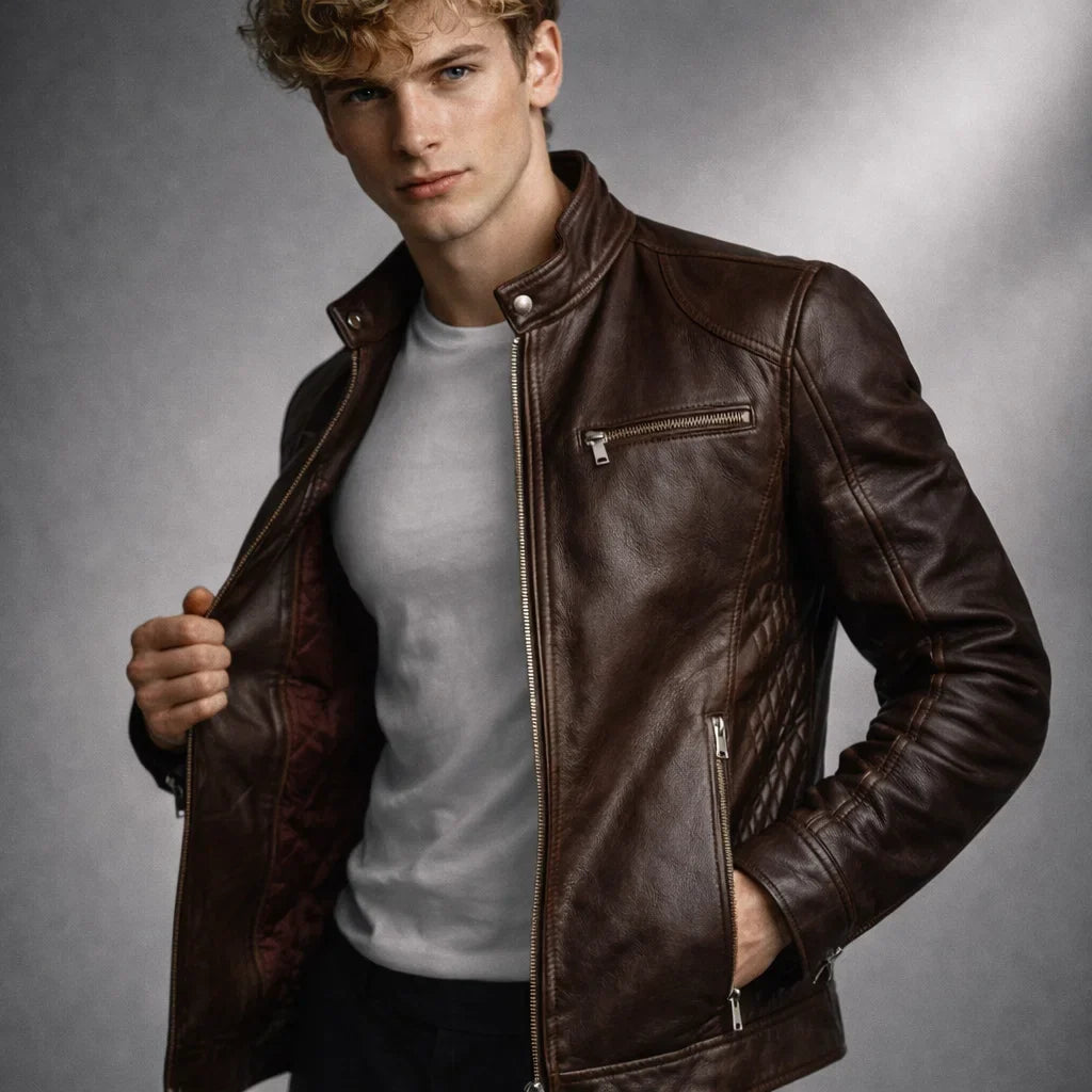Chaqueta de Piel Ajustada para Hombre - Toppest