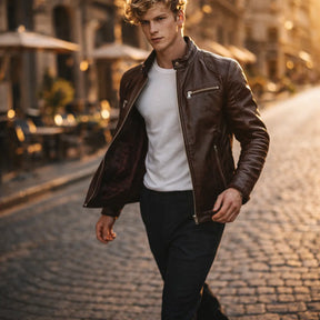 Chaqueta de Piel Ajustada para Hombre - Toppest