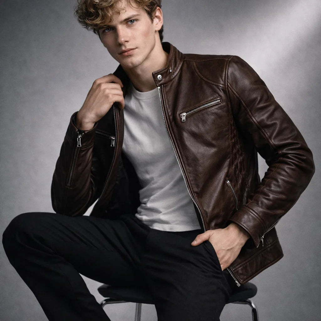 Chaqueta de Piel Ajustada para Hombre - Toppest