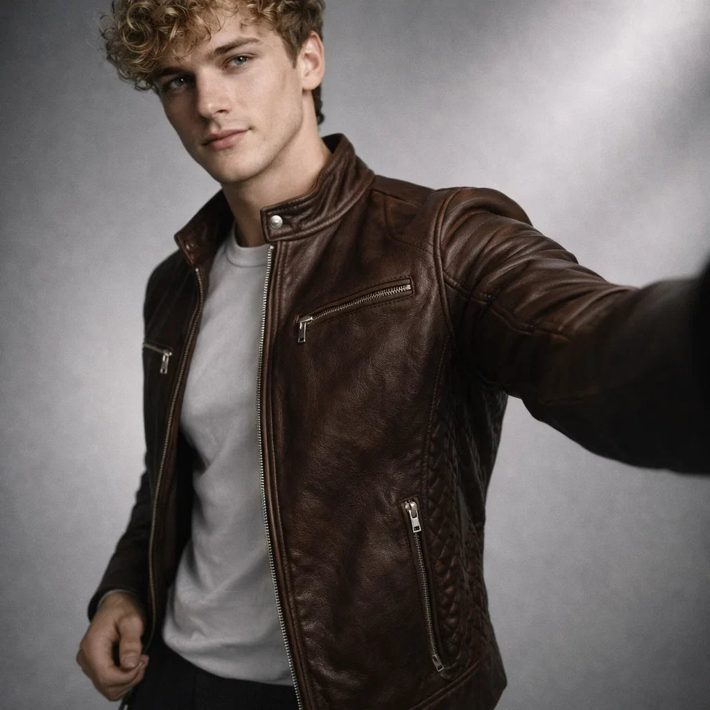 Chaqueta de Piel Ajustada para Hombre - Toppest