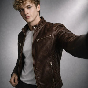 Chaqueta de Piel Ajustada para Hombre - Toppest