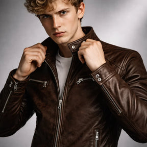 Chaqueta de Piel Ajustada para Hombre - Toppest