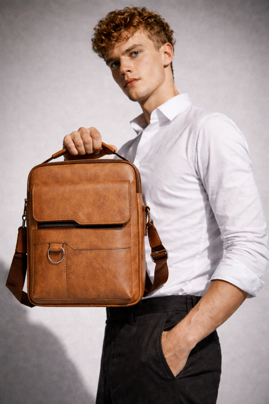 Bolso Satchel de Piel para Hombre - Leepus 3 en 1