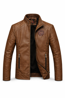 Chaqueta de Piel Ajustada para Hombre - Raven