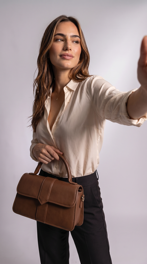 Bolso de Asa Corta de Piel para Mujer - Amelia