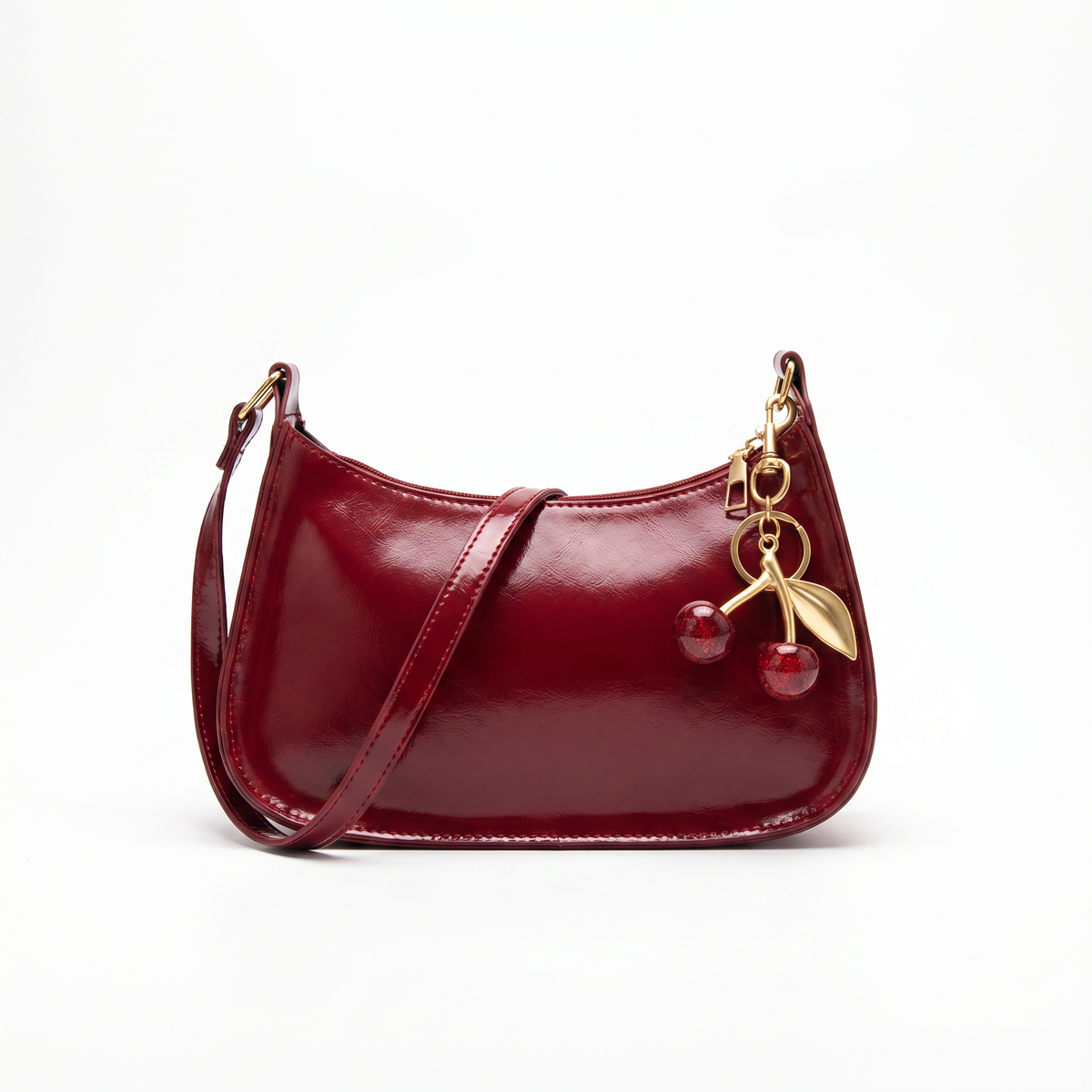 Bolso Hobo de Piel para Mujer - Cherry