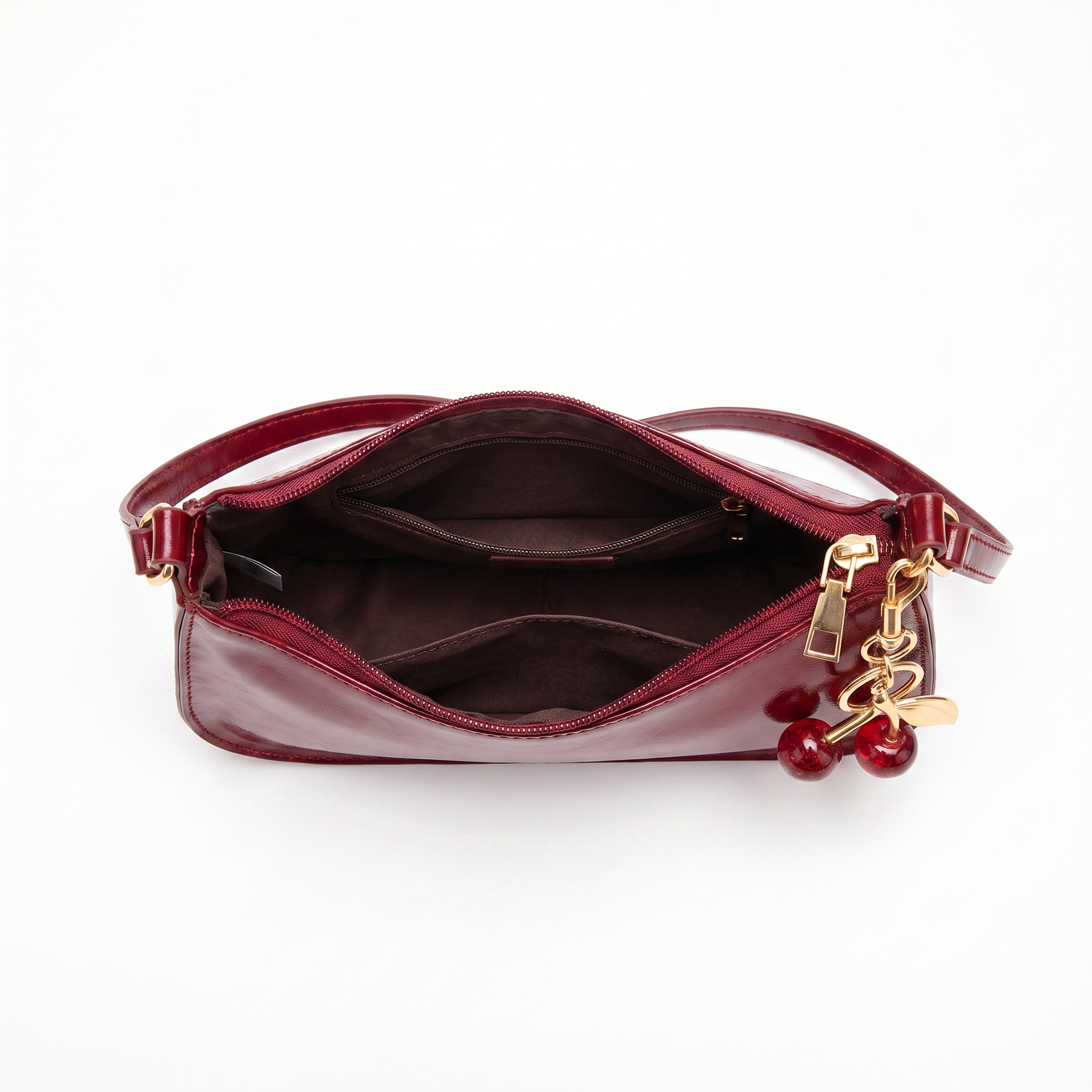 Bolso Hobo de Piel para Mujer - Cherry
