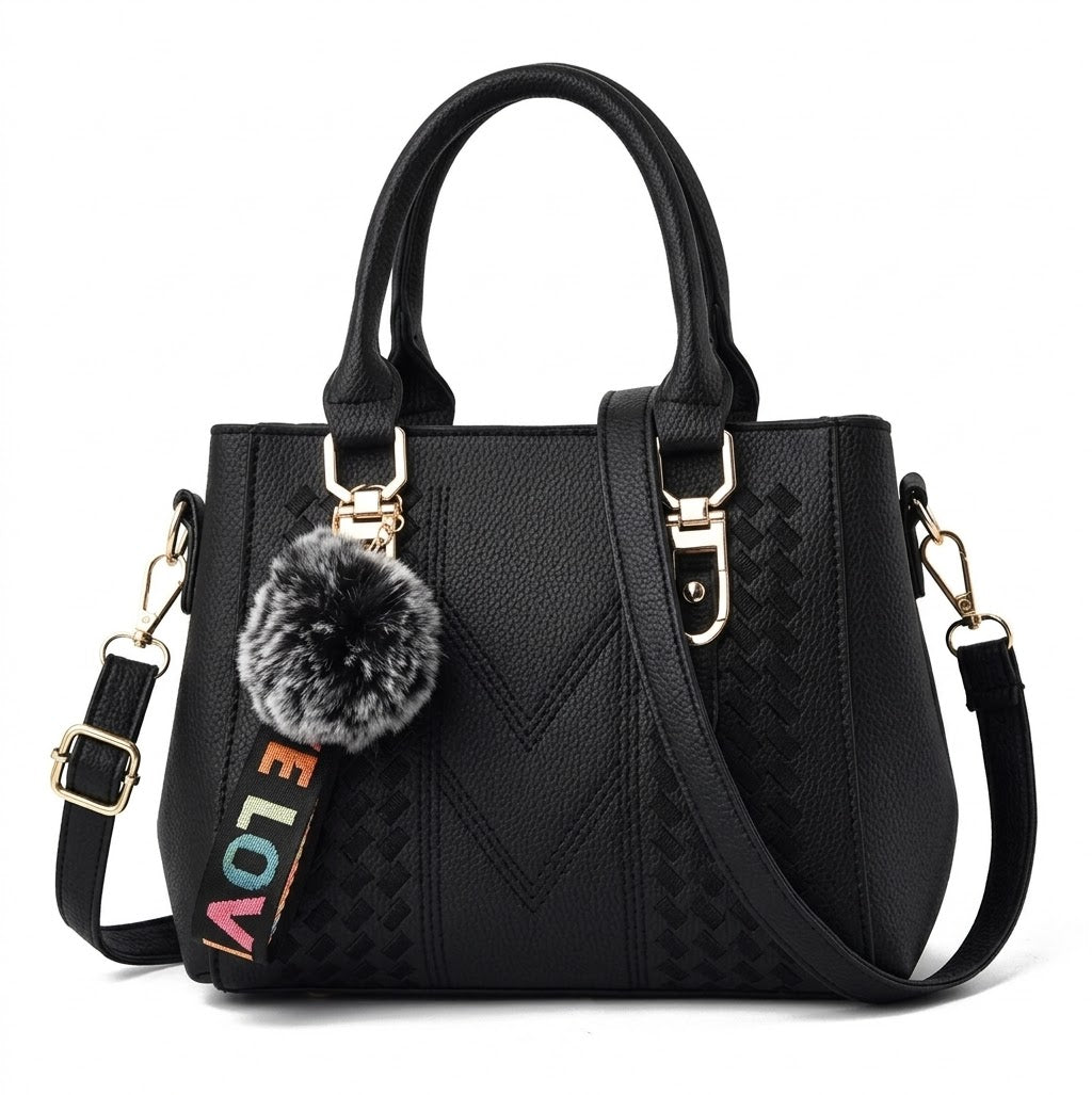 Bolso de Asa Corta de Piel para Mujer - Cherry