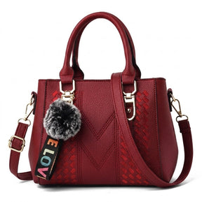 Bolso de Asa Corta de Piel para Mujer - Cherry