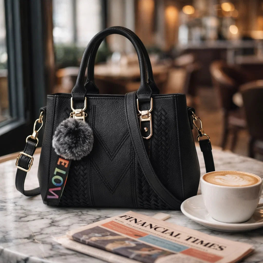 Bolso de Asa Corta de Piel para Mujer - Cherry